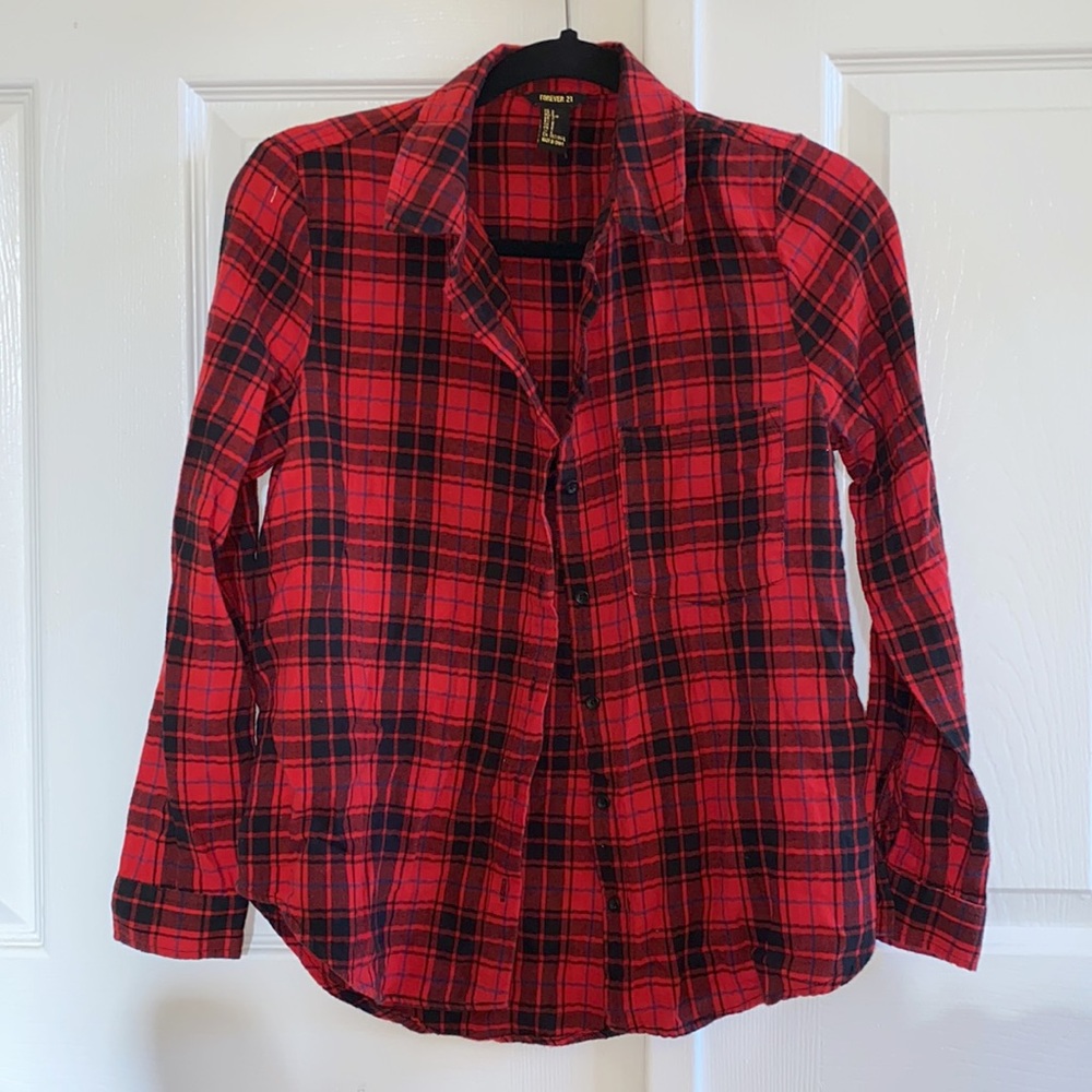 NWOT Red and Black Flannel Button Down Shirt